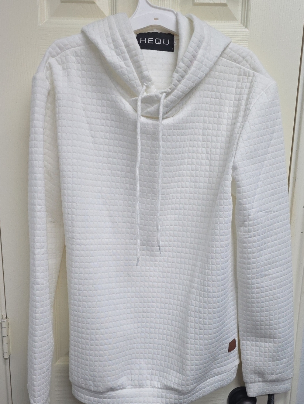 White Quilted Hoodie - Women's Pullover Sweatshirt
